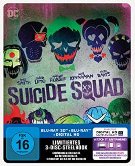 Suicide Squad inkl. Extended Cut (Limited Steelbook, 3 Discs, 3D Blu-ray+2 Blu-ray's) (2016) [3D Blu-ray] [Gebraucht - Zustand (Sehr Gut)] 