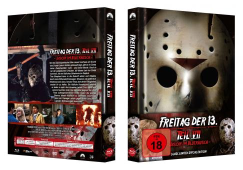 Freitag der 13. Teil 7 - Jason im Blutrausch (3 Disc Limited Mediabook, Blu-ray+DVD) (1988) [FSK 18] [Blu-ray] 
