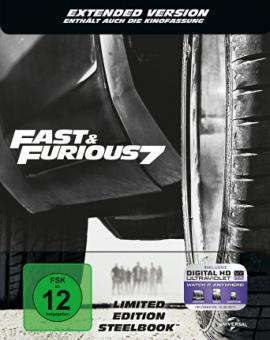 Fast & Furious 7 - Extended Version (inkl. Digital Ultraviolet) (Limited Steelbook) (2015) [Blu-ray] 